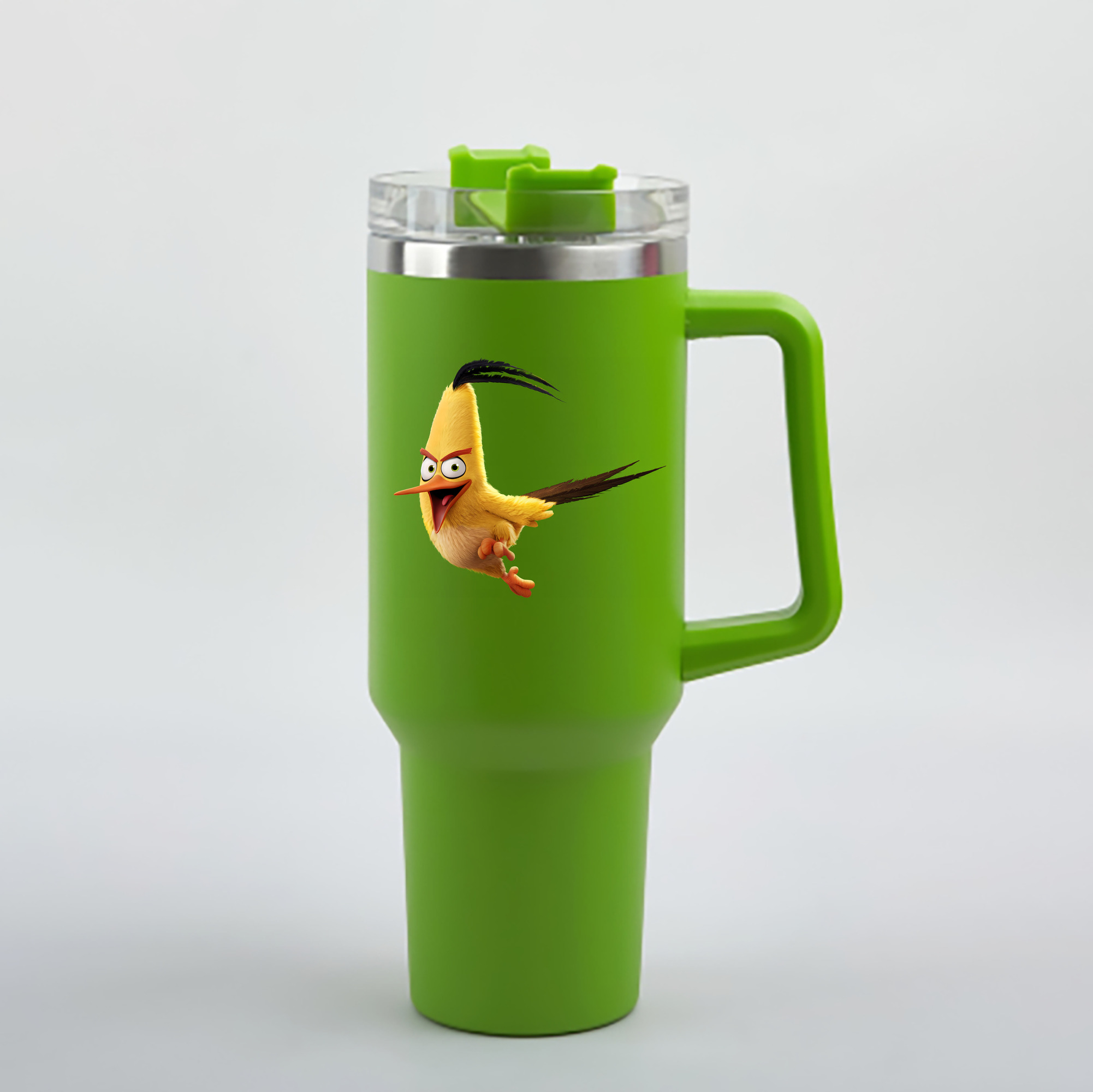 （画像用） Angry Birds アングリーバード 1200mL車用タンブラー - クリスタルステッカー（プラスチックストロー付き）